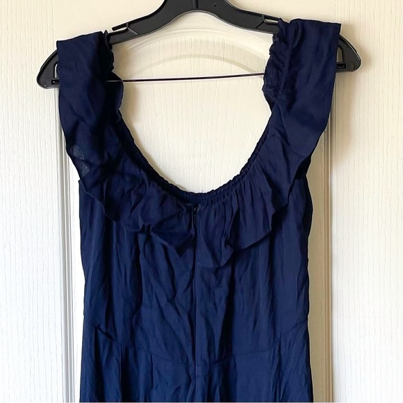 Reformation Verbena Off Shoulder Ruffle Maxi Gown Wedding Navy Size 10 EUC - Picture 6 of 7